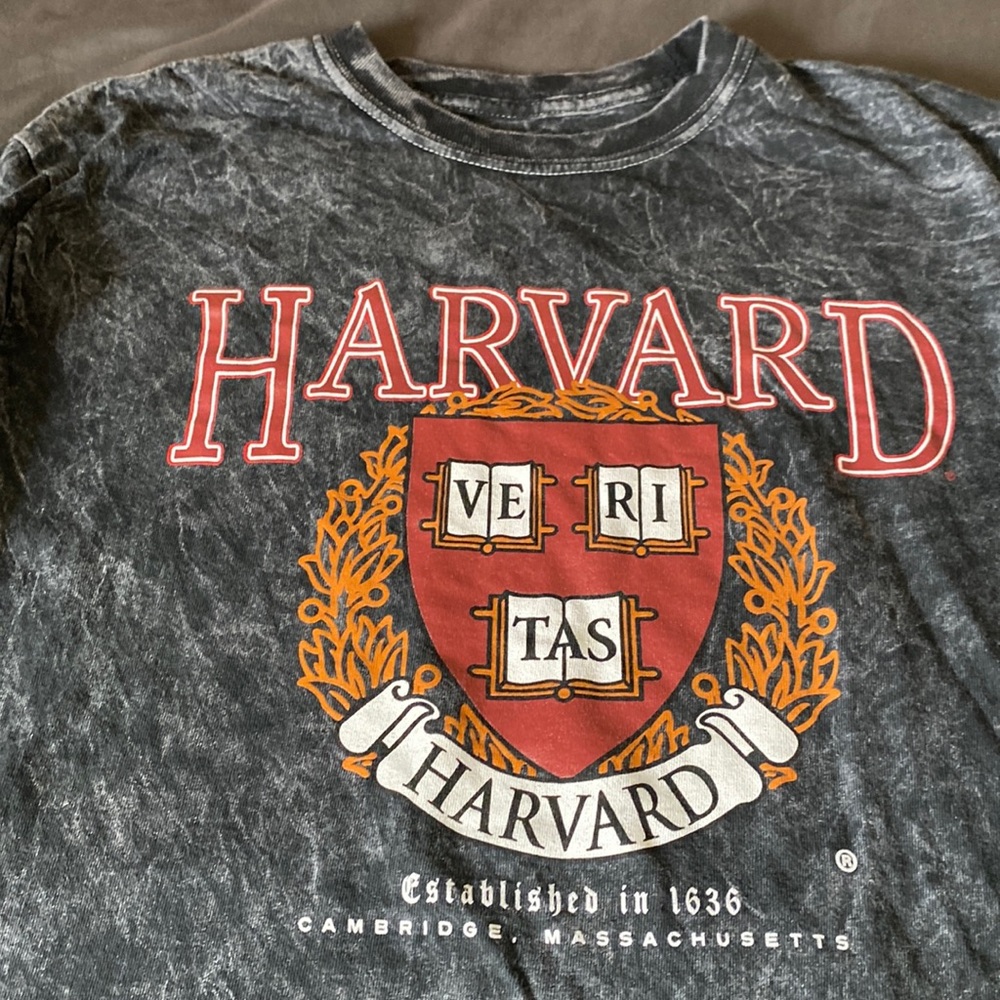 Distressed Harvard long sleeve shirt